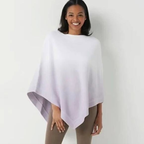 Barefoot Dreams Sweaters - NEW Barefoot Dreams CozyChic Ultra Lite Ombre Poncho Soft Violet White Wrap OS